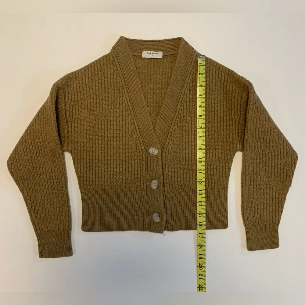 Babaton Retro Cropped 100% Merino Wool Cardigan - Size Small - Picture 3 of 5
